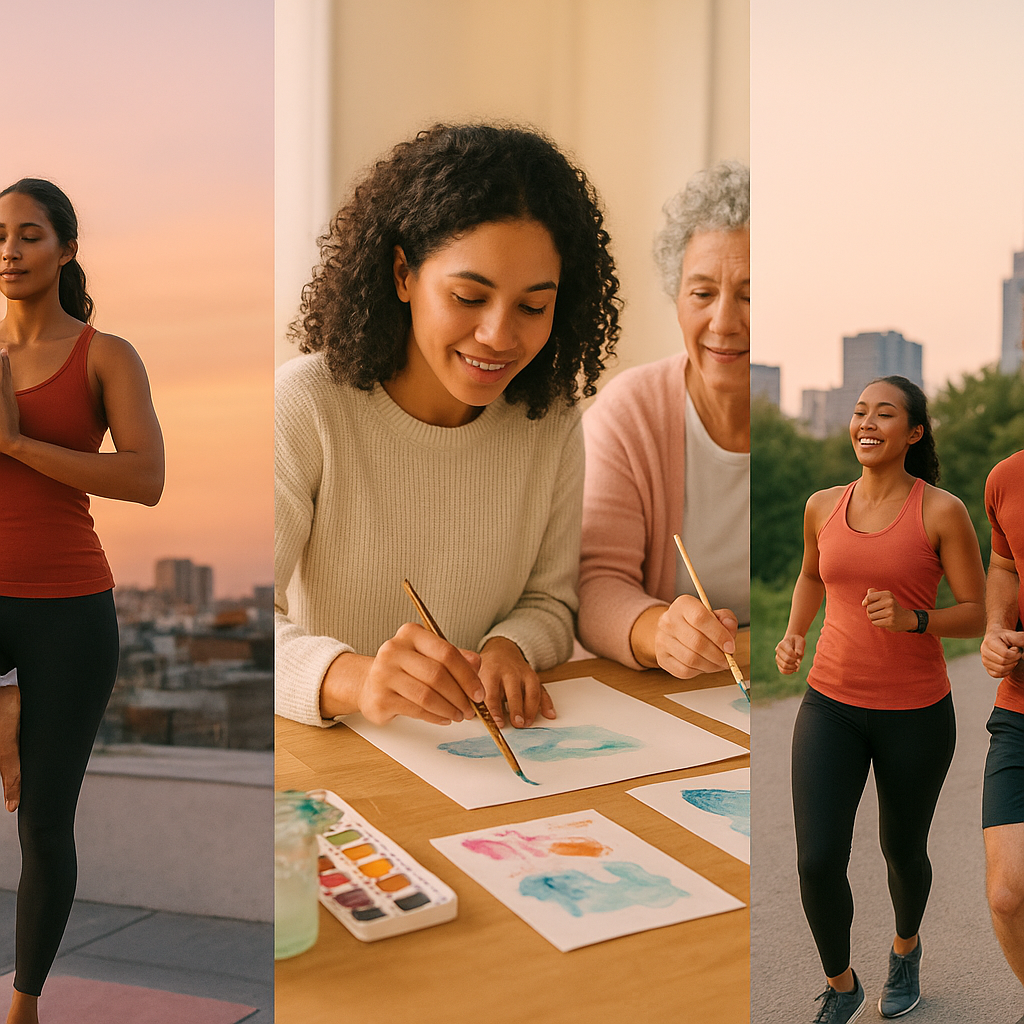Vibrant collage of people enjoying outdoor and indoor activities